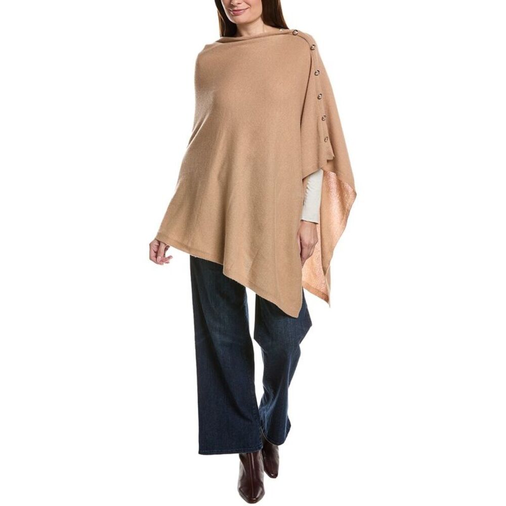 Sofiacashmere Button Shoulder Cashmere Wrap, Brown